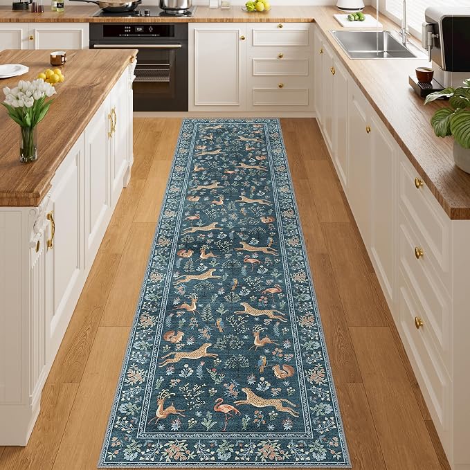 DUKINO 2x8 Washable Runner Rug, Non Slip Animal Kitchen Runner Rug, Low Pile by DUKINO
