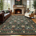 GarveeHome Area Rugs 8x10 for Living Room, Forest Green Floral Large Washable by GarveeHome