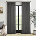 Dark Grey Pinch Pleat Linen Light Filtering Privacy Curtains 108 Inch Long | by Twodrapes