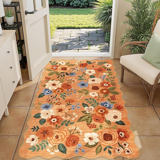 DUKINO 3x5 Area Rugs, Non Slip Floral Washable Rug by DUKINO