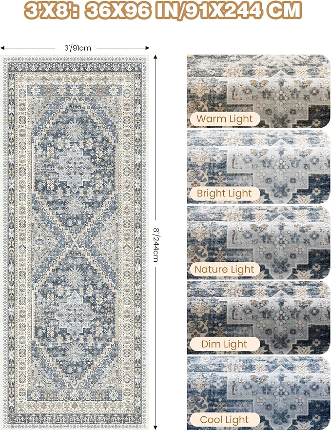 3x8 Runner Rug Non Slip Washable Rugs - Image 2