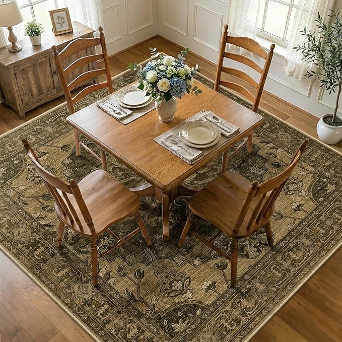 RELEANY Washable Area Rug, Square 7'x7', Water Repellent, Pet Friendly by RELEANY