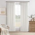 120 Inch Length Semi Sheer Thick Linen Pleat Curtains Ivory Beige White 50W | by Twodrapes