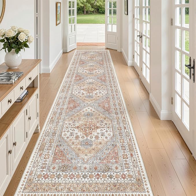 2'6 x 10' Runner Rug Non Slip, Washable Kitchen Rugs, Living Room, Long Rug by Zesthome