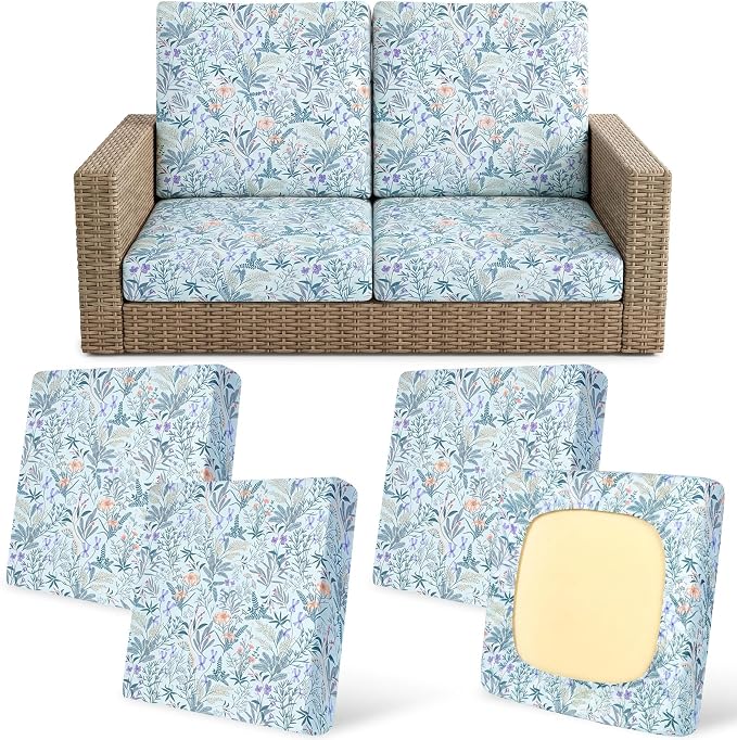 4Pcs Patio Cushion Covers Stretch Outdoor Furniture Protector Slipcovers | by pickyNproud