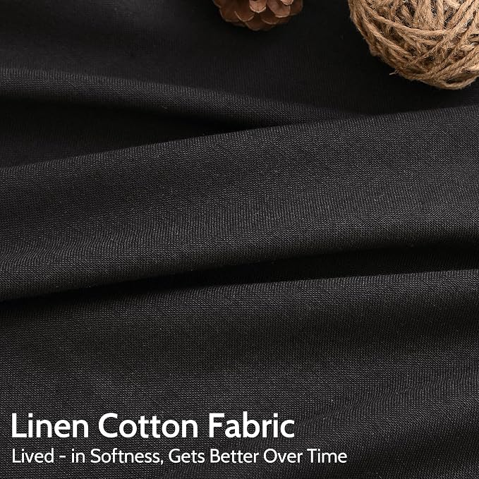 Vintage Black Linen Curtains 96 Inches Long - Image 4