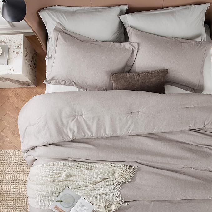 Bedsure King Size Comforter Set - Taupe Soft Bedding for All Seasons, Cationic Dyed Bed Set, 3 Pieces, 1 King Size Comforter (104"x90") and 2 Pillow Shams (20"x36"+2")