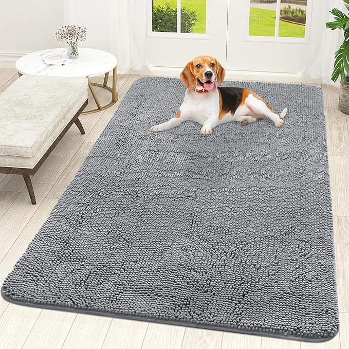 OLANLY Dog Door Mat for Muddy Paws 59x35, Super Absorbent Chenille Mud Mat | by OLANLY