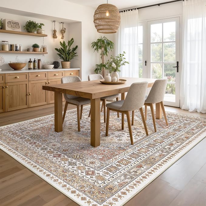 Area Rugs 5x7 Washable Rugs for Living Room, Ultra-Thin Soft Floral Vintage - Image 5
