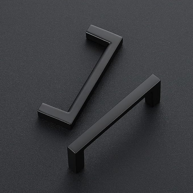 Ravinte 10 Pack Matte Black Cabinet Pulls, 3 Inch (76mm) Hole Center Slim Kitchen Handles, Square Drawer Pulls for Cabinets & Cupboards, Hardware