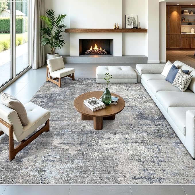 10x14 Area Rug for Living Room, Washable Modern Abstract Rug, by BYYVOORugsforYourHome
