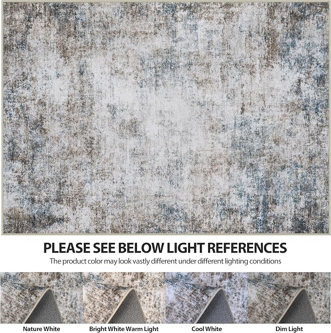 8x10 Area Rugs for Living Room Washable Bedroom Dining Room Brown Blue | Modern - Image 7
