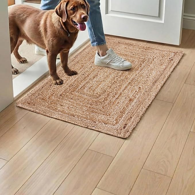 Hausattire Jute Braided Area Rug, 2x3 ft | 100% natural jute, hand woven - Image 6