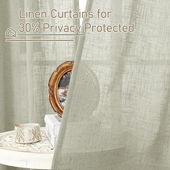 Sage Grey Linen Curtains 24 Inch Length - Image 5
