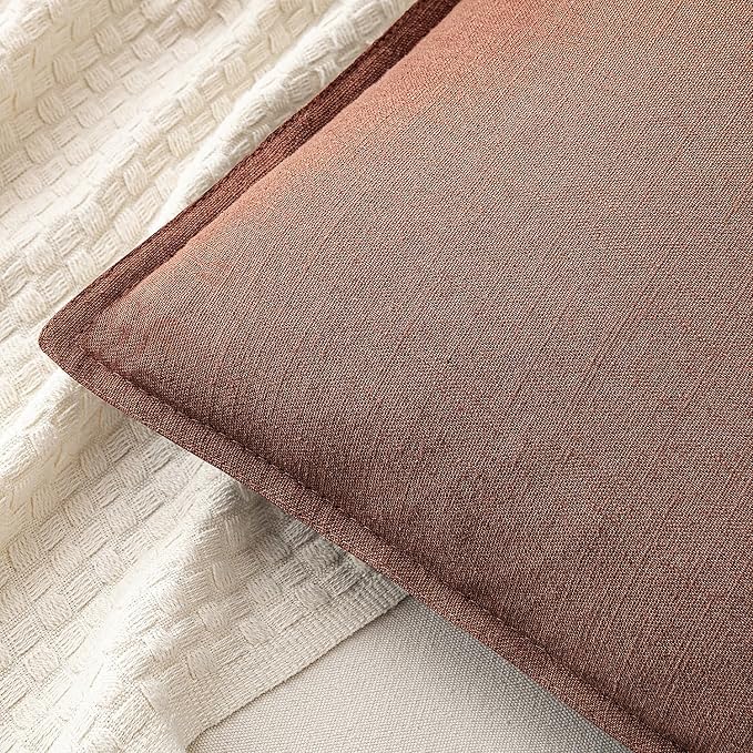 MIULEE Decorative Linen Pillow Covers 20x20 Inch Rust Red | Boho Farmhouse​ - Image 2