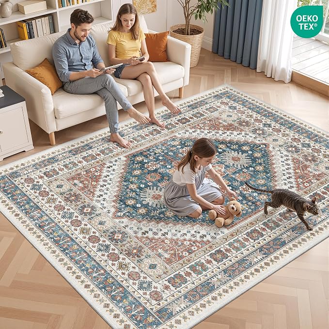 3x5 Washable Area Rug for Entryway Non Slip Kitchen Rugs, Floral Soft Living - Image 9
