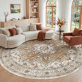 Madane Washable 9ft Circle Round Rug, 9x9 Circular Area Rugs, Turmeric/Grey | by Madane