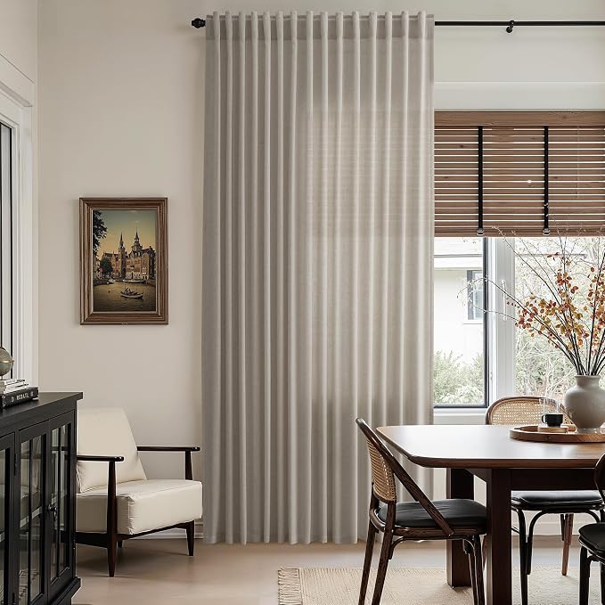 108 Inch Long Curtains for Living Room Grey Beige Linen Simple Modern Light - Image 6