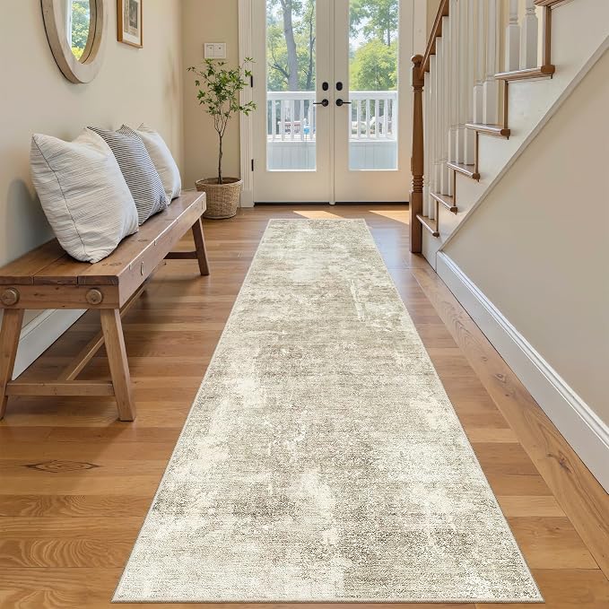 Soalmost Abstract Runner Rug 2x8 Hallway Kitchen Runners Beige/Gray | Vintage by Soalmost