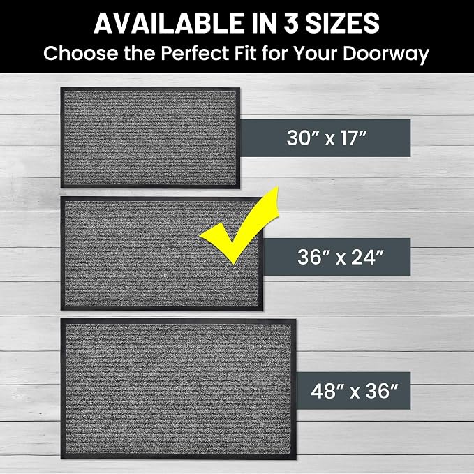 Front Door Mat, Indoor Outdoor Welcome Muddy Doormat, 36x24 Battleship Gray | - Image 3