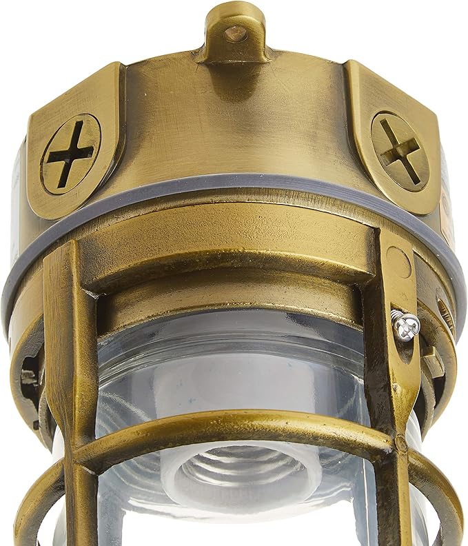 Woods L1706AB Vandal Resistant 150W Incandescent Security Light; Ceiling Mount; Antique Brass