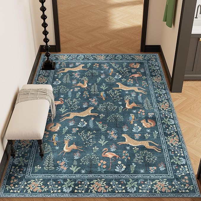 DUKINO 4x6 Area Rug, Non Slip Animal Washable Rug - Image 5