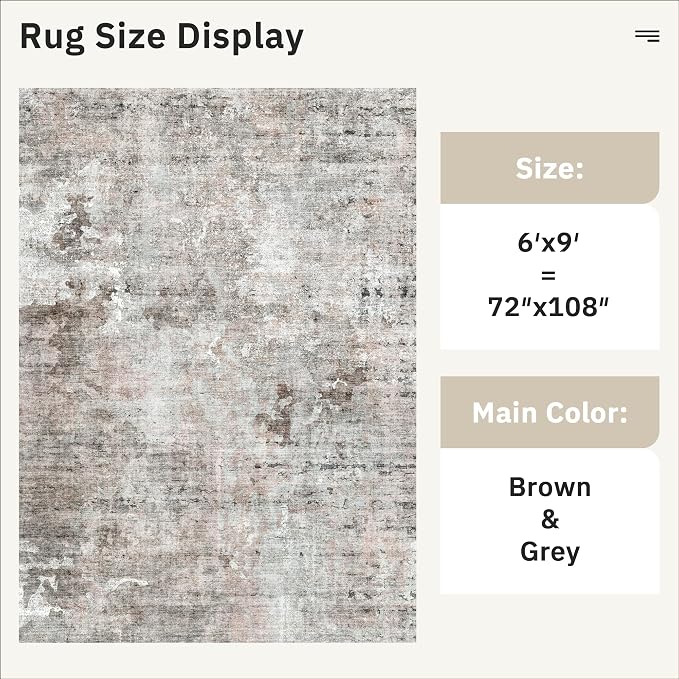 Soalmost Abstract Area Rug 6x9 for Living Room Washable Rugs Pink/Grey | - Image 5