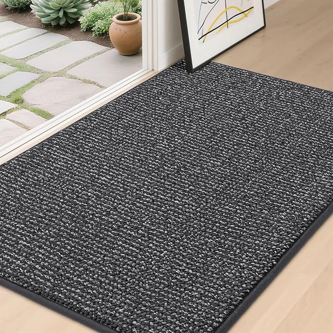 BEQHAUSE Dirt Trapper Door Mat 32"x48", Non-Slip Washable Doormat, Charcoal | by BEQHAUSE