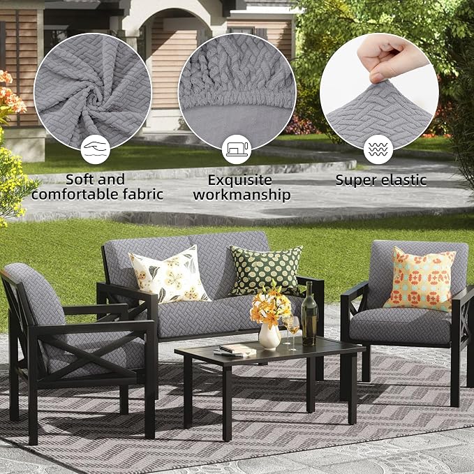 12PCS Patio Cushion Covers, Patio Furniture Couch Seat Slipcovers | Washable - Image 3