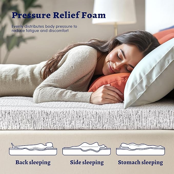 Subrtex Memory Foam Mattress Topper Full, 4 Inch Mattress Topper for Pressure Relieving, Mattress Pads Breathable Bed Topper with Removable Washable Cover
