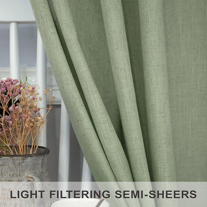 Pitalk Light Sage Curtains 38 Inch Wide - Image 4