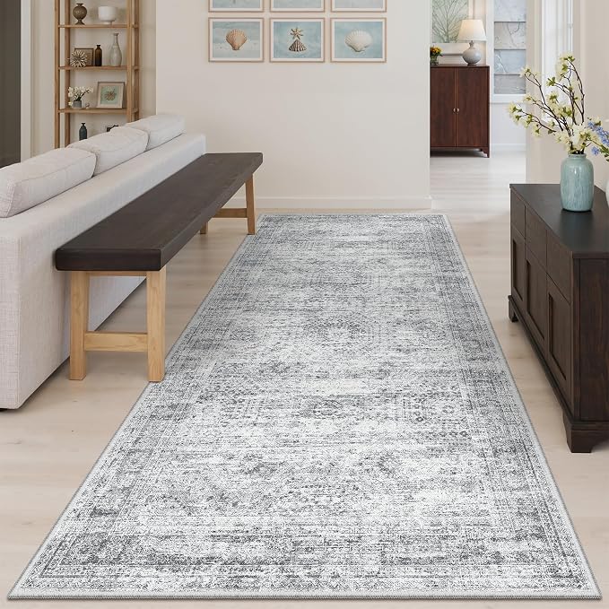 Soalmost Washable Hallway Runner Rug 4x8 Kitchen Entry Rugs Non-Slip, Foldable - Image 2