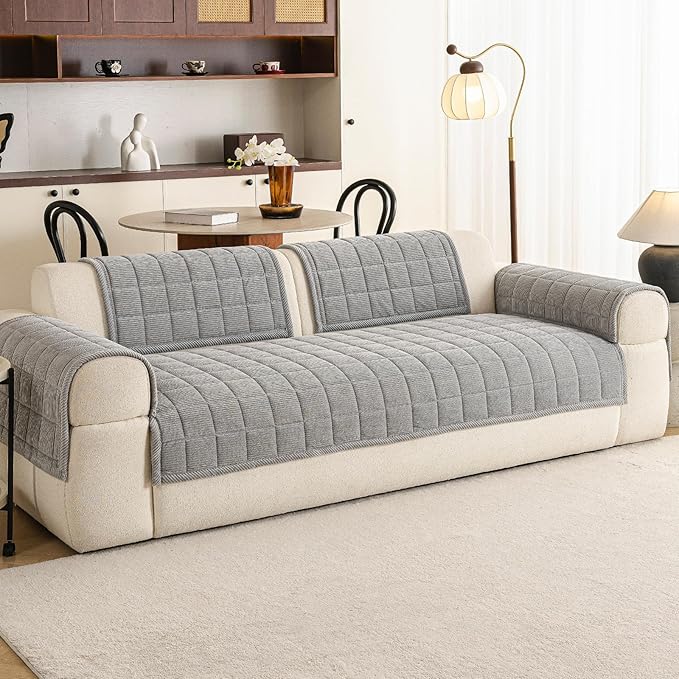 Velvet Couch Covers for Sectional Sofa Washable, Non-Slip L Shaped Sectional - Image 2