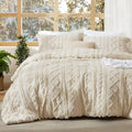 Bedsure Tufted Boho Comforter Set King Size - Beige Boho Bed Set, GentleSoft™ 3 Pieces Farmhouse Shabby Chic Embroidery Bedding, Gifts for Woman, Soft Jacquard King Comforter for All Seasons