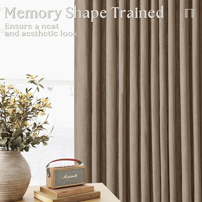 94 Inch Light Filtering Pinch Pleated Linen Curtains - Image 3
