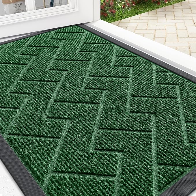 OLANLY Front Door Mat Outside 29.5x17, All-Season Absorbent Rubber Doormat | by OLANLY