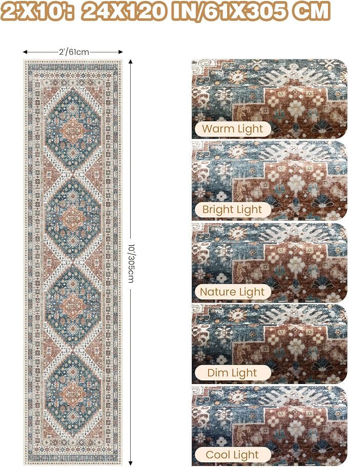 Runner Rug 2x10, Washable Rugs for Entryway Rug, Bathroom Bedroom - Image 2