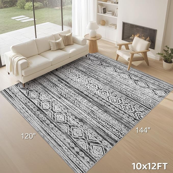 cotiled Boho 10x12 Area Rug for Living Room: Large Moroccan Washable Rug | - Image 9