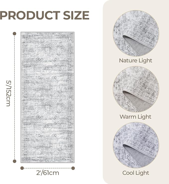 2x5 Rug Runners for Hallways Non Slip, Kitchen Rugs, Nursery Room, Soft Runner - Image 2
