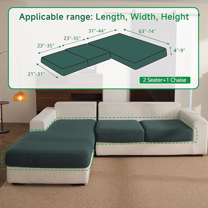OHSIO Couch Cushion Covers for Sectional Sofa, Stretch Soft Sofa Slipcovers - Image 2