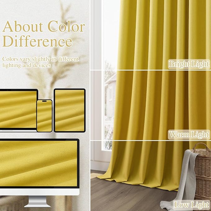 100% Blackout Curtains 84 Inch Length 2 Panels Set - Image 7