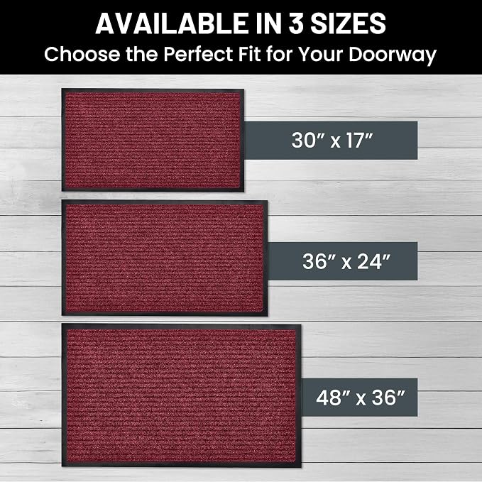 Front Door Mat, Indoor Outdoor Welcome Entryway Entrance Doormat, 30x17 Red | - Image 5
