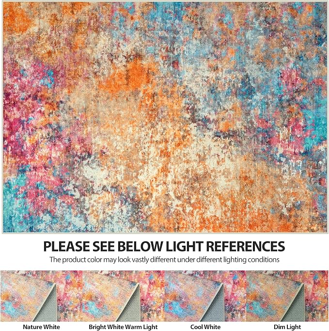 Aelenmu 6x9 Area Rugs for Living Room Washable Bedroom Dining Room Colorful | - Image 7