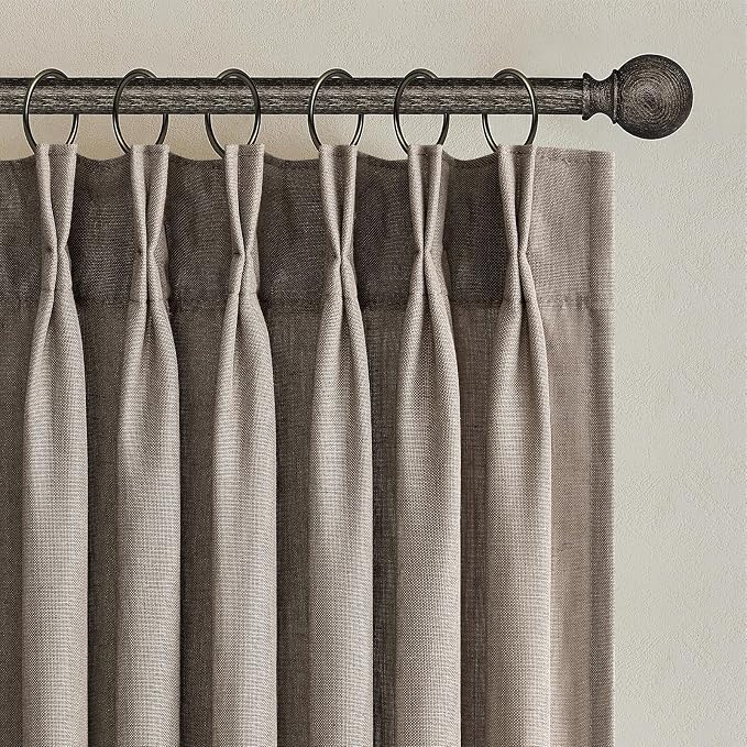 Topfinel Pinch Pleated Curtains 72 Inches Long 2 Panels Set, Dark Flax Semi by Topfinel
