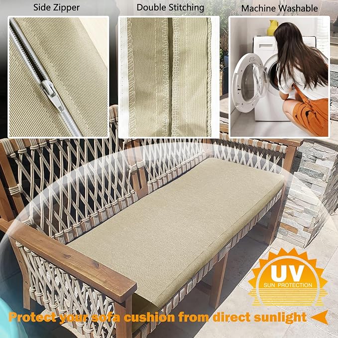 Patio Bench/Swing Cushion Cover, Patio Cushion Seat Slicovers - Image 4