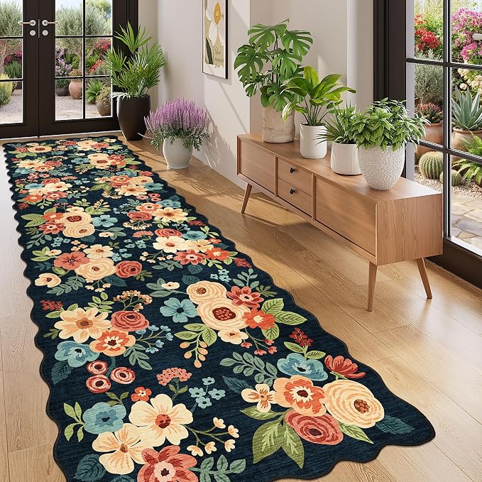 DUKINO 3x10 Runner Rug, Non Slip Floral Washable Rug - Image 3