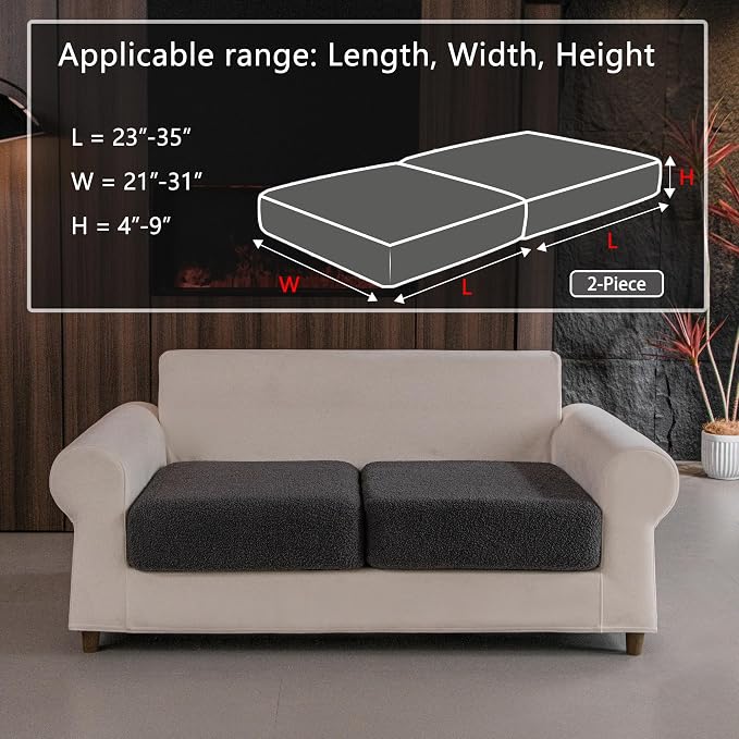 OHSIO Couch Cushion Covers for Sectional Sofa, Stretch Soft Sofa Slipcovers - Image 2