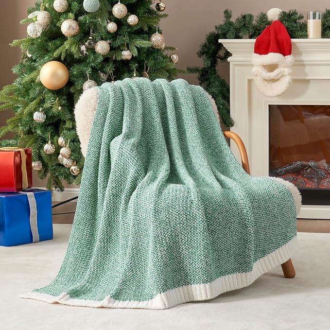 Snuggle Sac Green Blanket Twin Size Bedding Blankets, Super Soft Warm Cozy Knit - Image 5