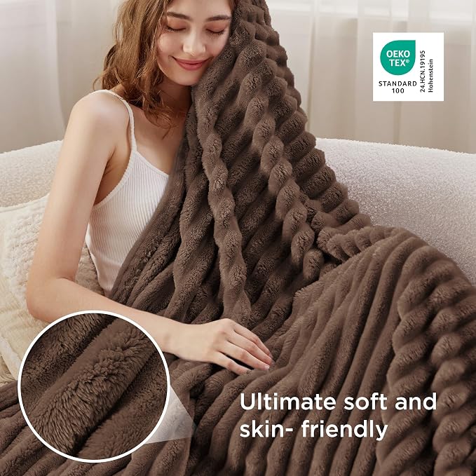 Bedsure Soft Twin Blanket for Bed Decor Gifts Brown 60"x80" | Birthday Gifts - Image 4