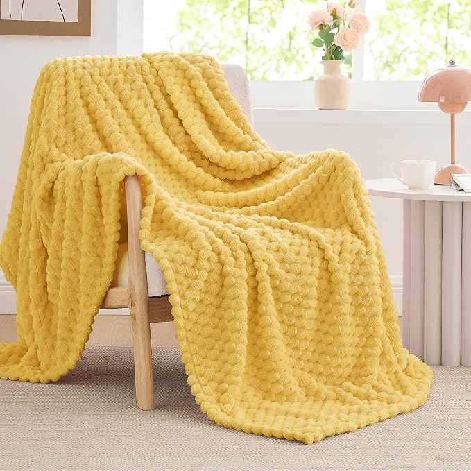 BEDELITE Yellow Twin Blanket for Couch, Soft Cozy Gifts for Women, 60 * 80 | 3D - Image 8